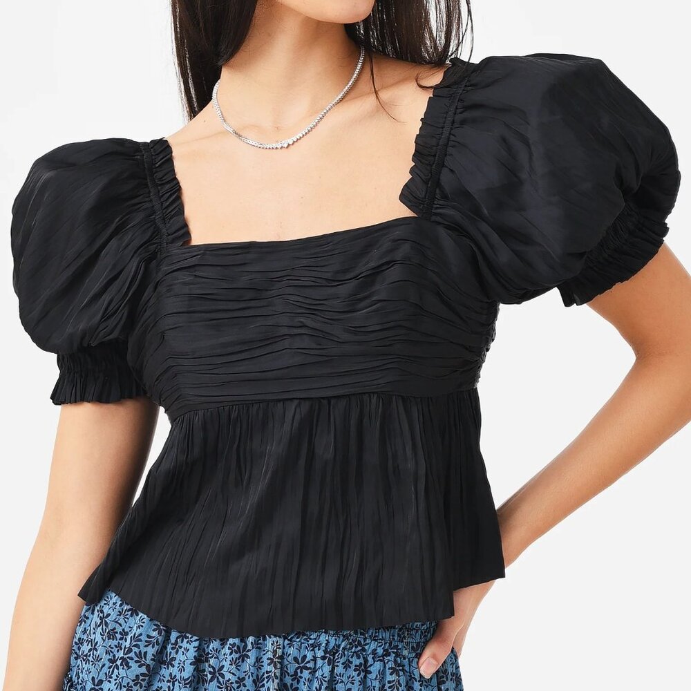 FRAME ! Puff-Sleeve Square Neck Top